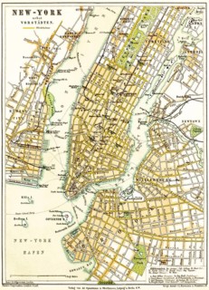 City map of New York and suburbs, East River, Hudson, docks, Central Park, Brooklyn, Manhattan,