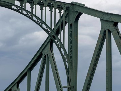 Glienicke bridge. The Glienicke Bridge today forms the city border between Berlin and Potsdam and