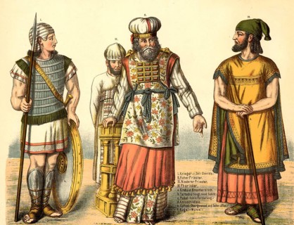 Historical reconstruction of Hebrew and biblical vestments from ancient times, various biblical