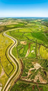 Cuckmere Valley from a drone, Hindover Hill, South Downs, East Sussex, England, United Kingdom