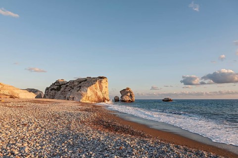 Aphrodite's Rock (Petra tou Romiou), evening light, Cyprus