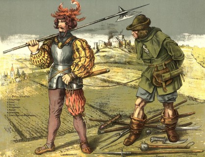 Contrast between a Landsknecht and an armed rebel from the German Peasants' War (1524–1525) . The
