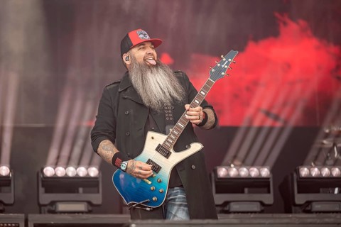 Guitarist Barry Stock from the Canadian rock band Three Days Grace live on the Utopia Stage during