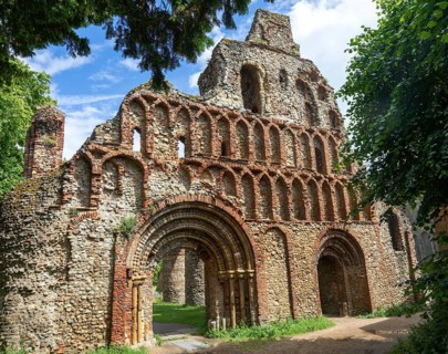Pardon Door, ruins of St Botolph's Priory medieval Augustinian religious house, Colchester, Essex,