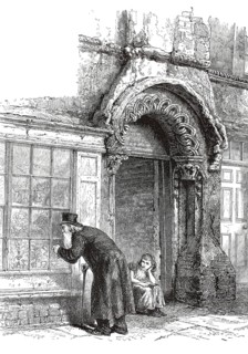 Jew's House, Jewish house in Lincoln, England, dating from 1870. Scene depicts an elderly man