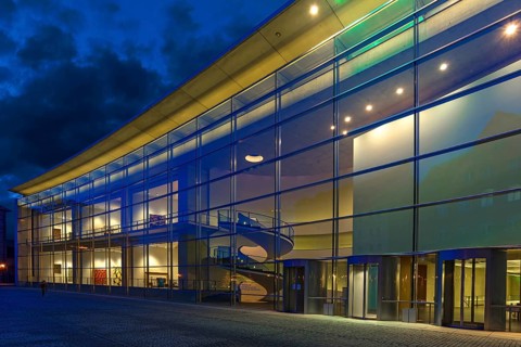 State Museum of Art and Design at Dusk, Nuremberg, Middle Franconia, Bavaria, Germany