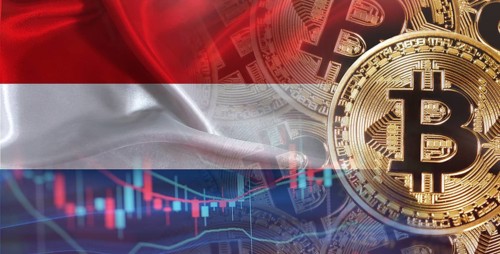 Bitcoin cryptocurrency with Netherlands flag, Investors in cryptocurrency and Blockchain with Dutch