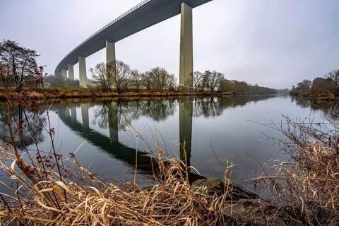 The Mintarder Ruhr Valley Bridge, A52 motorway bridge between Essen and Düsseldorf, longest steel