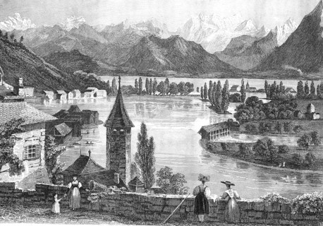 Surrounding area of Zurich, Lake Zurich around 1870, Switzerland, illustration, reproduction from a
