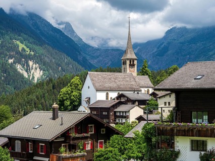 Traditional wooden houses, village Ernen, Binn valley, Switzerland