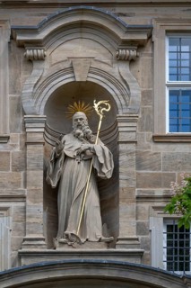 Saint Benedict of Nursia, created in 1743, above the portal to the monastery complex of St.