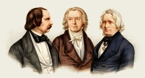 Ludwig van Beethoven, Wilhelm von Kaulbach und Christian Daniel Rauch, digitally edited based on a