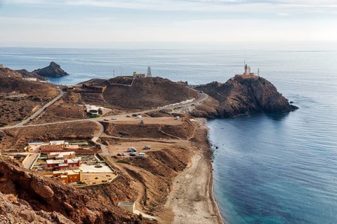 Distinctive Cape Cabo de Gata, Faro de Cabo de Gata lighthouse on the cliffs, holiday homes, Cala