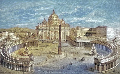 St. Peter's Square, Piazza San Pietro and St. Peter's Basilica, Basilica di San Pietro, in Vatican