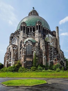 The neglected church Église du Sacré-Coeur de Cointe at the Mémorial Interallié, Liège, Belgium,