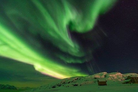 Northern Lights (Aurora borealis), Hasvik, Söröya, Finnmark, Norway, February 2019