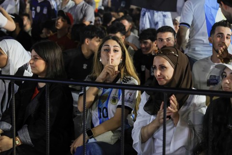 Damascus, Syria - July 19, 2026: Argentina supporters express despair as they react to their team's