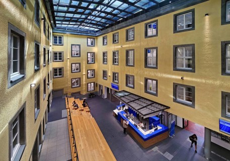 The new RathausForum, integrated in the former courtyard, Town Hall, Witten, Ruhr area, North