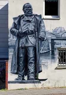 Wall painting, graffiti, Karl Heine, entrepreneur, lawyer, industrial pioneer, visionary, builder