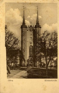 Oliwa Cathedral, also known as monastery church, in Danzig, Poland, authentic reproduction of an