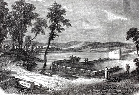 Bassin de Saint-Ferréol, the main reservoir of the Canal du Midi in southern France, around 1890,