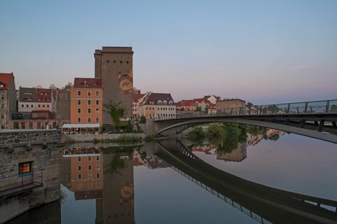 View of the Polish town of Görlitz Zgorzelec, on the right the Old Town Bridge across the Neisse as
