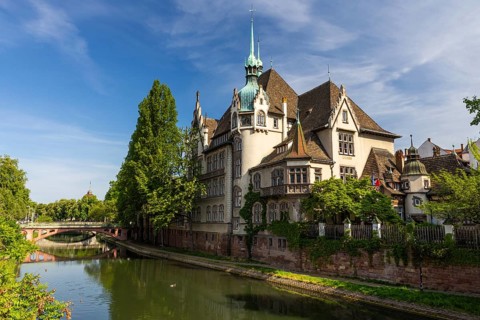 Lycee International des Pontonniers, Canal du Faux-Rempart, Ill, water, historic house, Strasbourg,