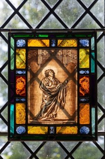 Stained glass depiction Saint John the Evangelist by C. J. W. Winter c 1840, church of Saint