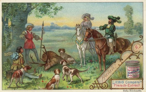Picture series The Hunt, a historical hunting scene with hunters, horses and dogs, favorite