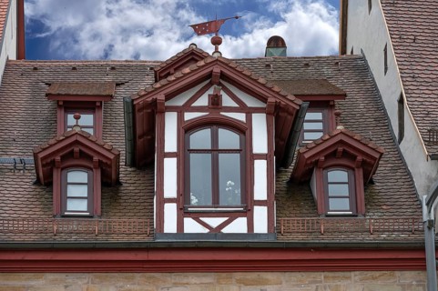 Historic dormers, Altdorf, Middle Franconia, Bavaria, Germany