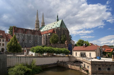 View of the parish church of St. Peter and Paul from the Old Town Bridge, late Gothic 1425 and