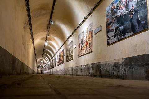 Underground gallery, corridor at Fort Eben-Emael, Belgian WW2 fortress neutralized by German