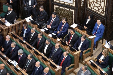 Damascus, Syria - July 12, 2026: Members of Syria's newly formed People's Assembly attend the