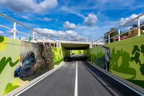 New bicycle tunnel at the junction of the B51 and Warendorfer Straße, in Münster, a bicycle and