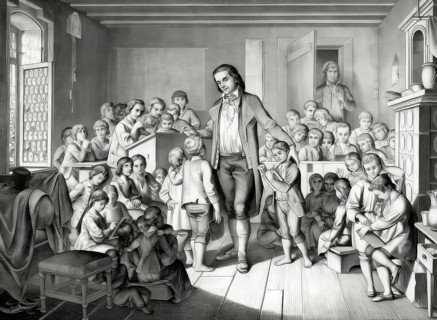Pestalozzi with the orphans of Stans, school for orphans, Stans, canton of Nidwalden, Switzerland,