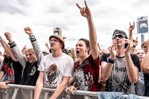 The audience rocks with Hollyood Undead at Rock im Park on Zeppelin Field in Nuremberg on 06.06
