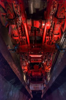 Bottom of a steam locomotive from a repair pit, former depot, German Steam Locomotive Museum,