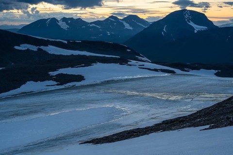 The Alep Ruohtesjiegna glacier, Sarek National Park, Laponia World Heritage Site, Norrbotten,