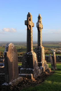 Cemetery and ruins of the monastery church on the Hill of Slane, Leinster province, Ireland
