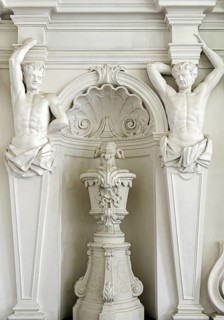 Atlases, stucco work by Andreas Schwarzmann, Kaisersaal designed as a sala terrana, historic rooms