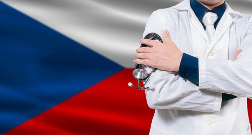 Czech national health system, Medical professional holding sthetoscope isolated