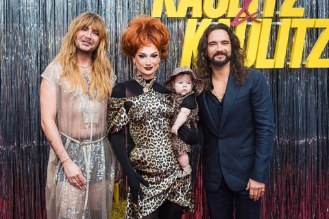 Bill Kaulitz, Candy Crash with adopted baby, Tom Kaulitz at Kaulitz & Kaulitz season 3, premiere at