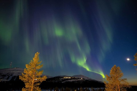 Northern Lights (Aurora borealis), Dundret, Gällivare, Norrbotten, Lapland, Sweden, April 2021