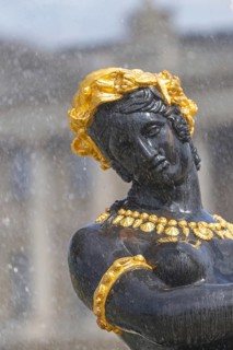 Detail of a bronze nymph from the Fontaine des Fleuves on the Place de la Concorde in Paris,