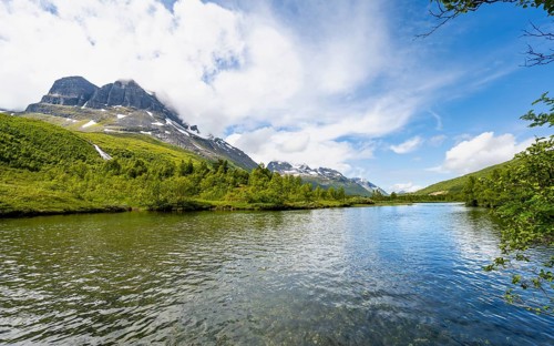 Litlvatnet Mountain Landscape and Lake, Innerdalen High Valley, Trollheimen Mountain Area, Sunndal,