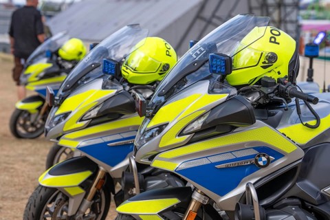 Police emergency motorcycles, Helm, North Rhine-Westphalia, Germany