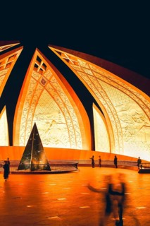 Islamabad, Pakistan - 9th september, 2023: sunset timelapse muslim tourist visit The Pakistan