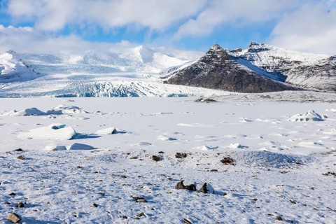 Glacier, glacier ice, glacier lagoon, glacial lake, snow, winter, Fjallsárlón, Breiðamerkurjökull,
