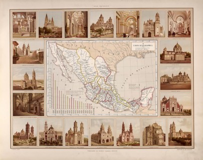 Ecclesiastical buildings in Mexico, religious architecture, churches, monastery, around 1900,