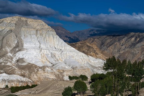 Mountain landscape, erosion landscape near Lo Manthang, Mustang, Upper Mustang, former kingdom,